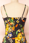 Jaelle Floral Print Cowl Neck Midi Dress w/ Side Slit | Boutique 1861 back close-up