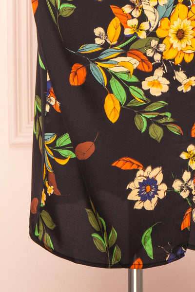Jaelle Floral Print Cowl Neck Midi Dress w/ Side Slit | Boutique 1861 bottom
