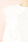 Janelle Peter Pan Collar Blouse w/ Ruffles | Boutique 1861 front close-up