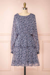 Janetia Blue Long Sleeve A-Line Dress | Boutique 1861 front view