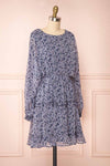 Janetia Blue Long Sleeve A-Line Dress | Boutique 1861 side view