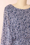 Janetia Blue Long Sleeve A-Line Dress | Boutique 1861 side close-up