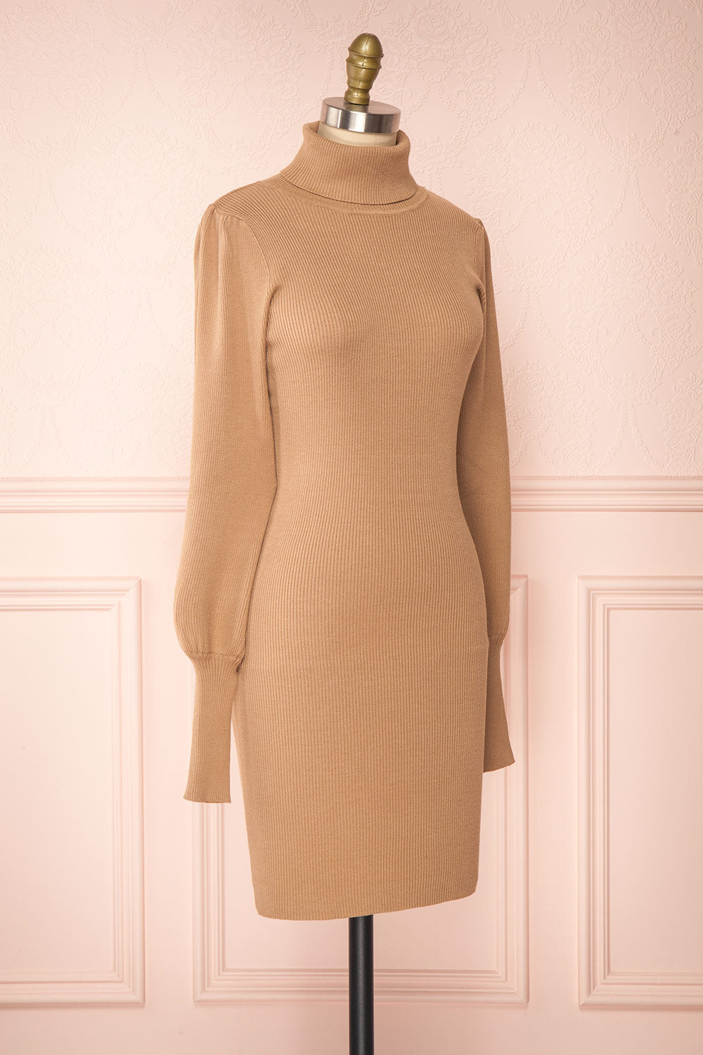 Beige turtleneck dress hot sale