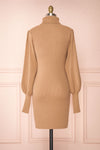 Janick Beige Ribbed Turtleneck Fitted Dress | Boutique 1861 back view