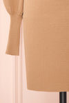 Janick Beige Ribbed Turtleneck Fitted Dress | Boutique 1861 bottom