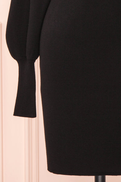 Janick Black Ribbed Turtleneck Fitted Dress | Boutique 1861 bottom
