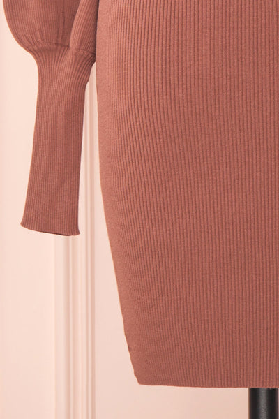Janick Pink Ribbed Turtleneck Fitted Dress | Boutique 1861 bottom