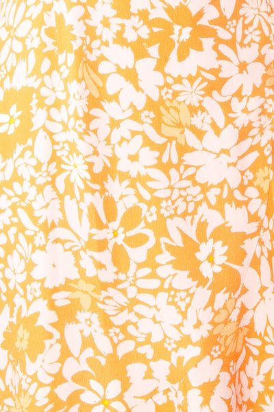 Janis Orange Floral Midi Wrap Dress | Boutique 1861  fabric