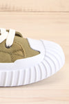 Jappy Green Canvas Lace-Up Sneakers | La petite garçonne side close-up