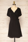 Jaurel Black Short Sleeve Wrap Dress | La petite garçonne front view