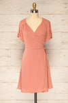 Jaurel Dusty Pink Short Sleeve Wrap Dress | La petite garçonne front view