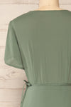 Jaurel Sage Short Sleeve Wrap Dress | La petite garçonne back close-up