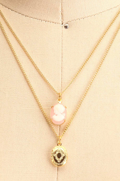 Jean Harlow Golden Cameo & Locket Pendant Necklace | Boutique 1861 4