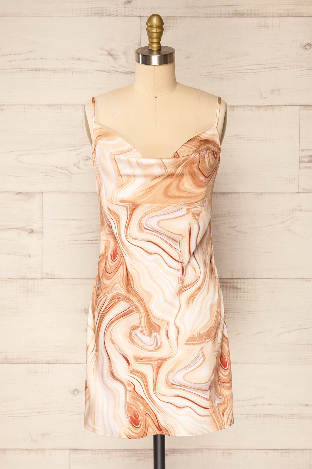 Jeenah Marble Pattern Short Slip Dress | La petite garçonne front view