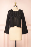 Jehann Black Long Sleeve Knitted Crop Top | La petite garçonne front view