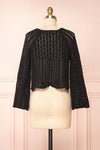 Jehann Black Long Sleeve Knitted Crop Top | La petite garçonne back view