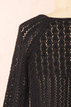 Jehann Black Long Sleeve Knitted Crop Top | La petite garçonne back close-up