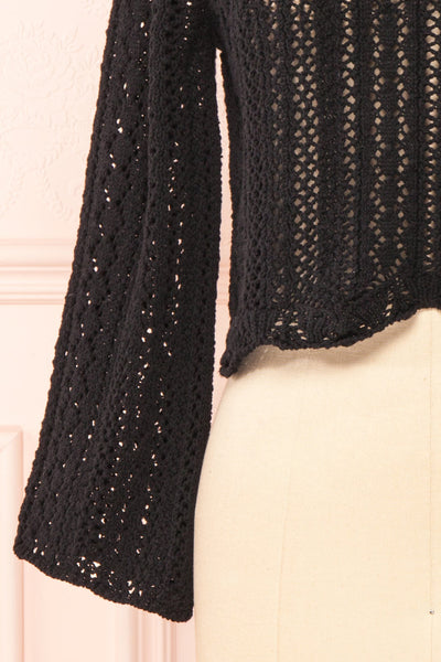 Jehann Black Long Sleeve Knitted Crop Top | La petite garçonne sleeve