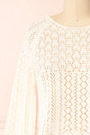 Jehann Ivory Long Sleeve Knitted Crop Top | La petite garçonne front close-up