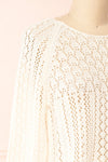 Jehann Ivory Long Sleeve Knitted Crop Top | La petite garçonne side close-up