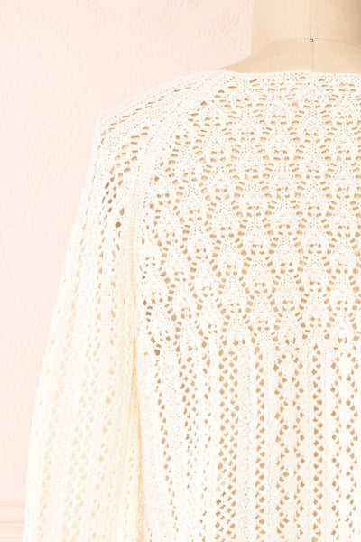 Jehann Ivory Long Sleeve Knitted Crop Top | La petite garçonne back close-up