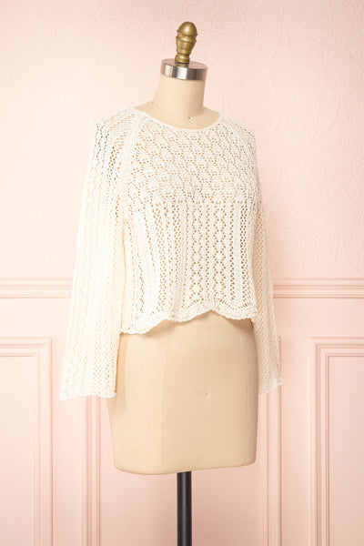 Jehann Ivory Long Sleeve Knitted Crop Top | La petite garçonne side view