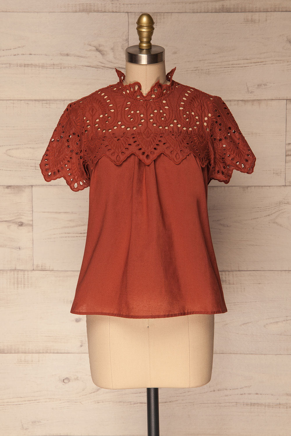 Jelcz Paprika Burnt Orange Lace Collar Blouse Top | La Petite Garçonne 1