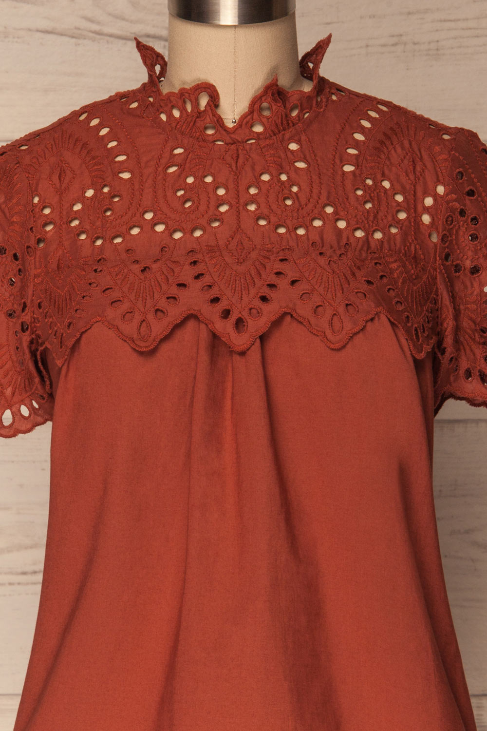 Jelcz Paprika Burnt Orange Lace Collar Blouse Top | La Petite Garçonne 2