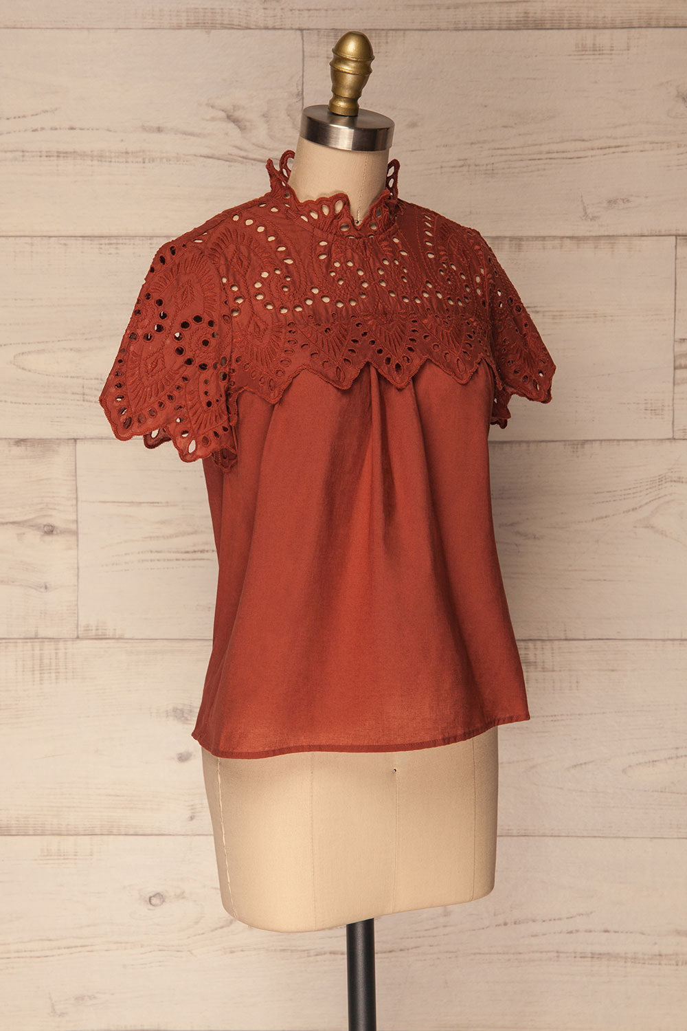 Jelcz Paprika Burnt Orange Lace Collar Blouse Top | La Petite Garçonne 3