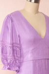 Jeneva Lilac Short Dress w/ Ruffles | Boutique 1861 side close-up