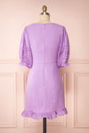 Jeneva Lilac Short Dress w/ Ruffles | Boutique 1861 back view