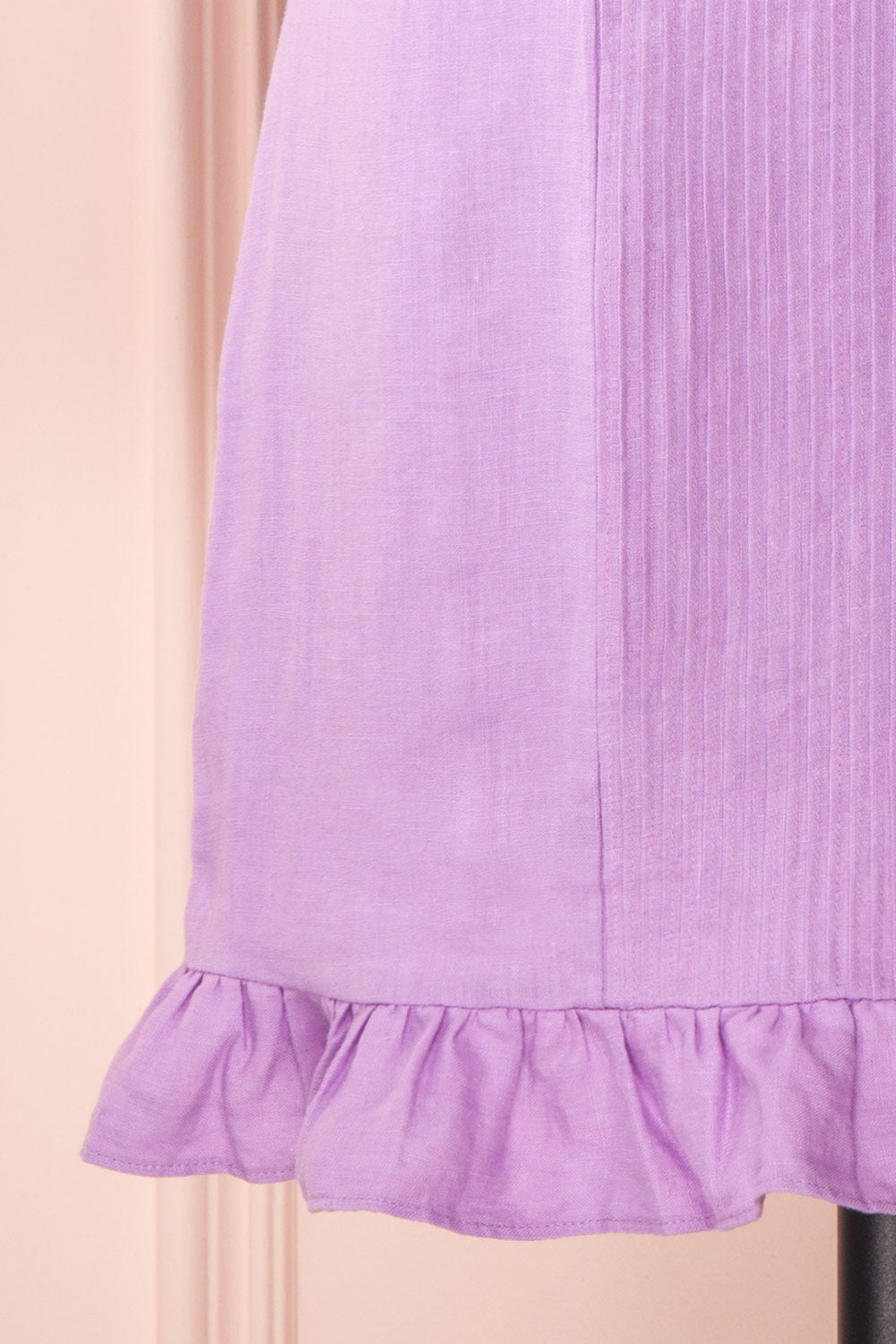 Jeneva Lilac Short Dress w/ Ruffles | Boutique 1861 bottom close-up