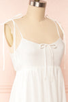 Jennalou Sleeveless Tiered White Midi Dress | Boutique 1861 side close up