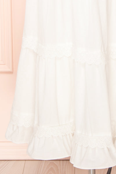 Jennalou Sleeveless Tiered White Midi Dress | Boutique 1861 details