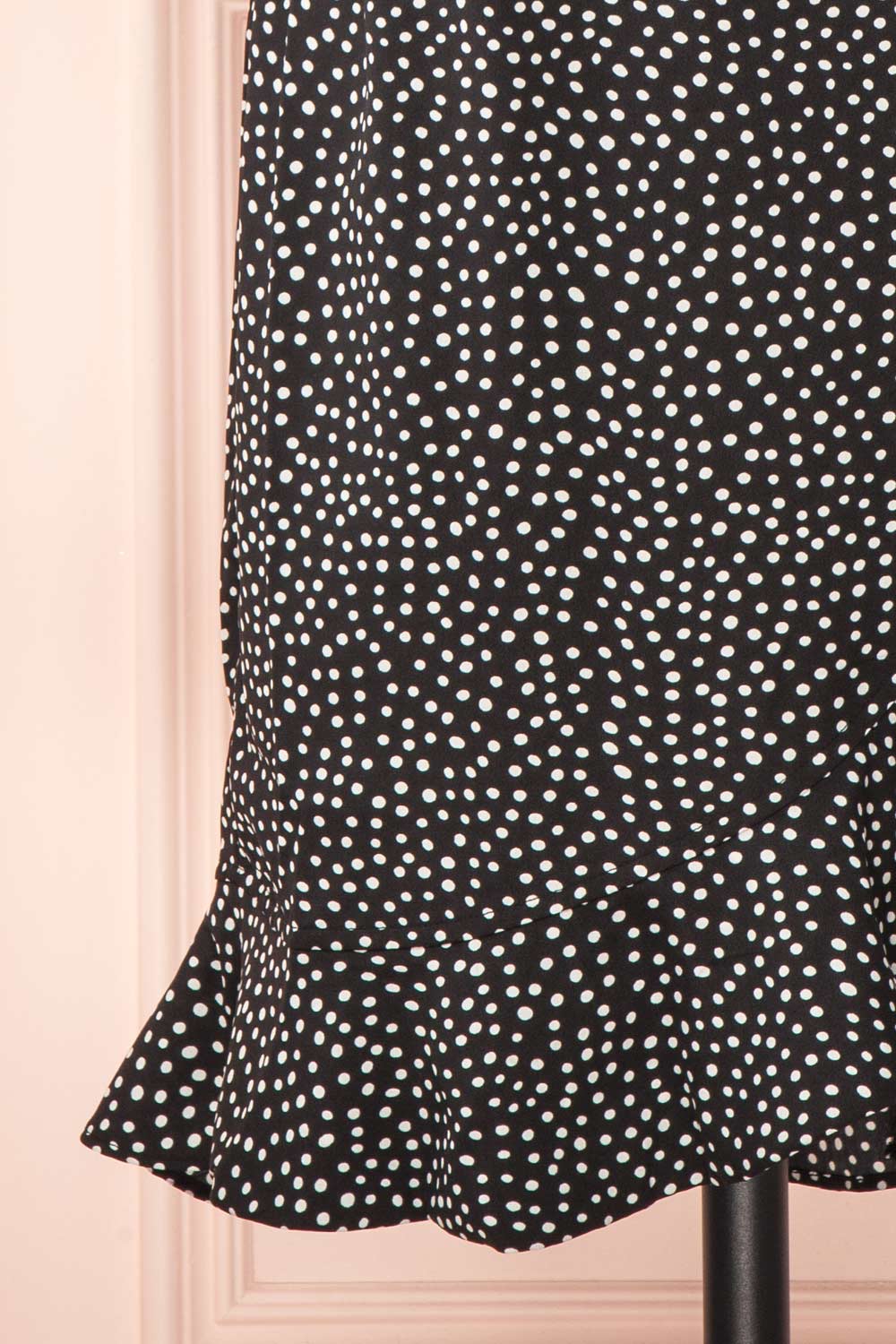 Jenny Black Polka-Dot Wrap Dress w/ Ruffles | Boutique 1861 bottom 