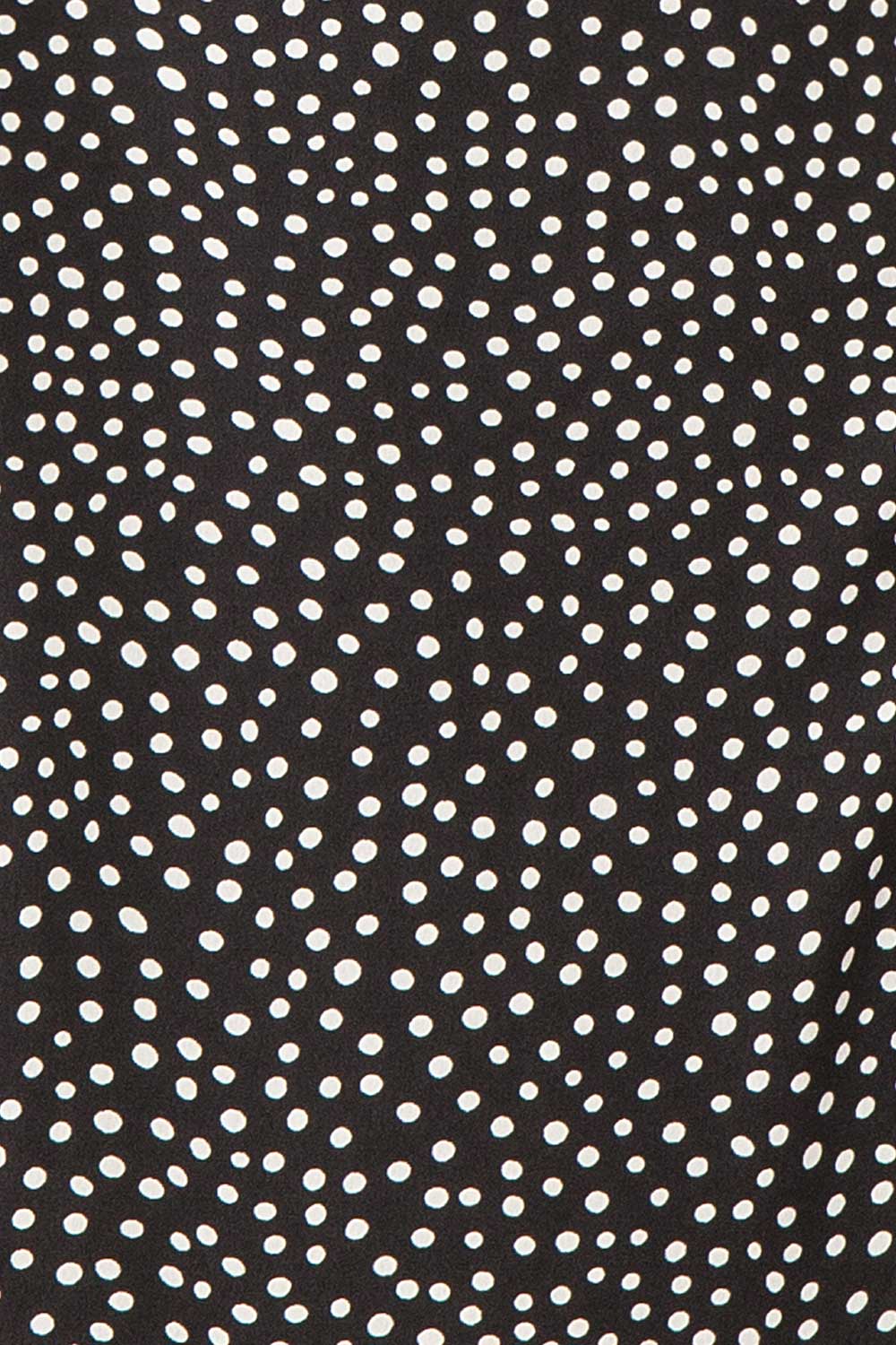 Jenny Black Polka-Dot Wrap Dress w/ Ruffles | Boutique 1861 fabric