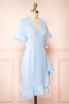 Jenny Blue Polka-Dot Wrap Dress w/ Ruffles | Boutique 1861 side view