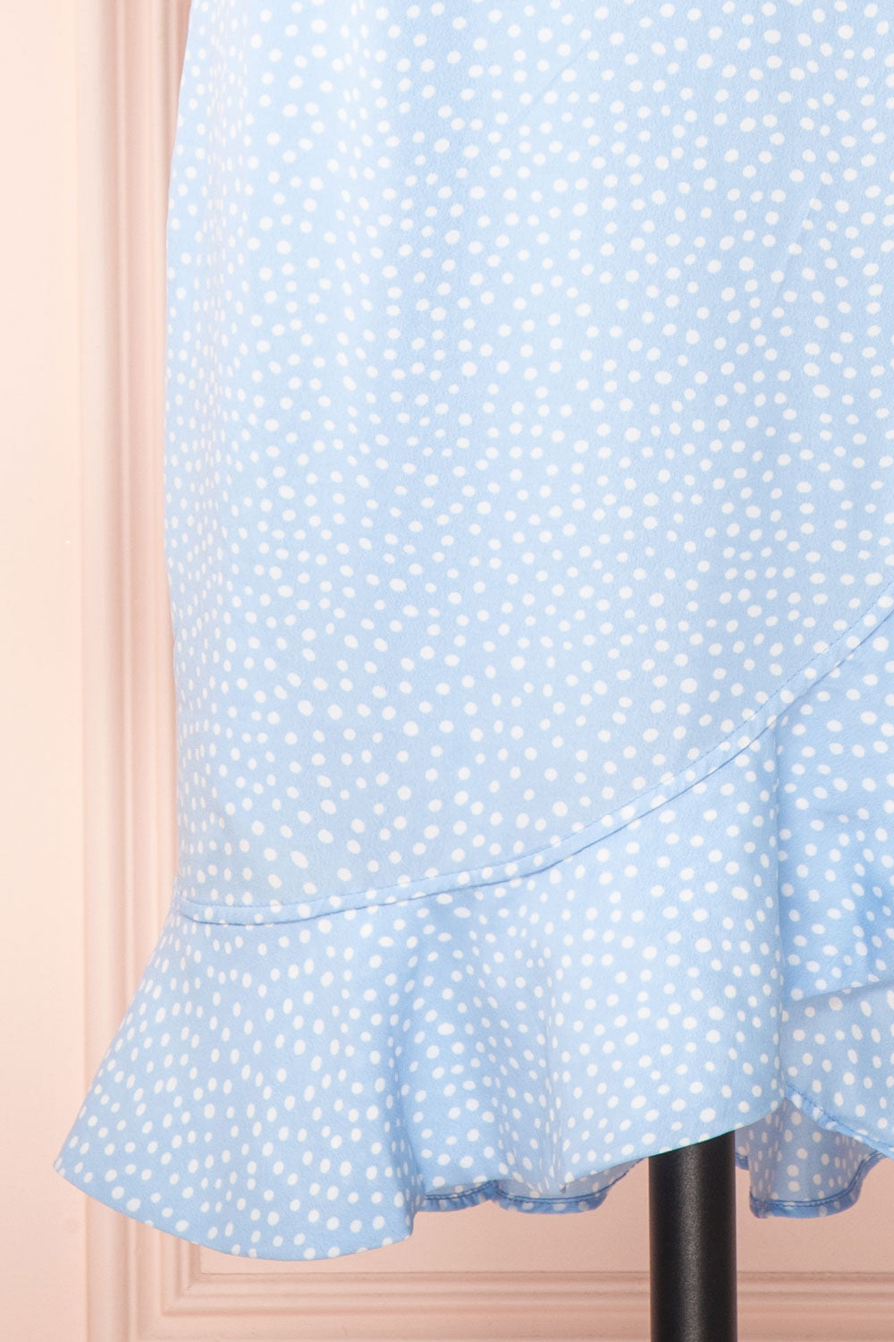 Jenny Blue Polka-Dot Wrap Dress w/ Ruffles | Boutique 1861 bottom 