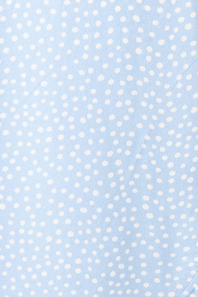 Jenny Blue Polka-Dot Wrap Dress w/ Ruffles | Boutique 1861 fabric