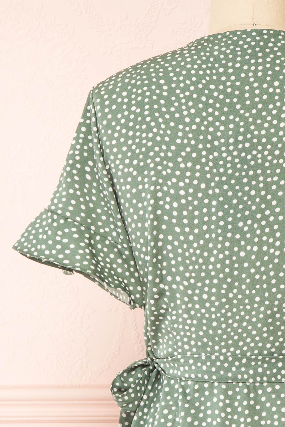 Jenny Green Polka-Dot Wrap Dress w/ Ruffles | Boutique 1861 back view