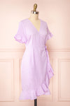 Jenny Lilac Polka-Dot Wrap Dress w/ Ruffles | Boutique 1861 - Jenny lilas side view