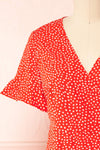 Jenny Red Polka-Dot Wrap Dress w/ Ruffles | Boutique 1861 front view
