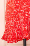 Jenny Red Polka-Dot Wrap Dress w/ Ruffles | Boutique 1861 bottom