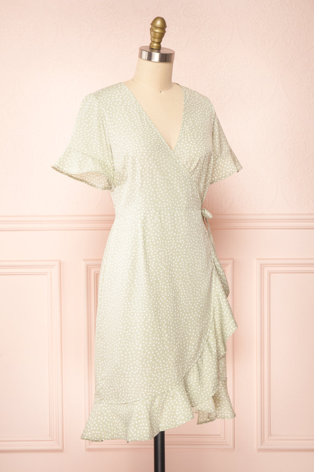 Jenny Sage Polka-Dot Wrap Dress w/ Ruffles | Boutique 1861 - Jenny Sauge side view