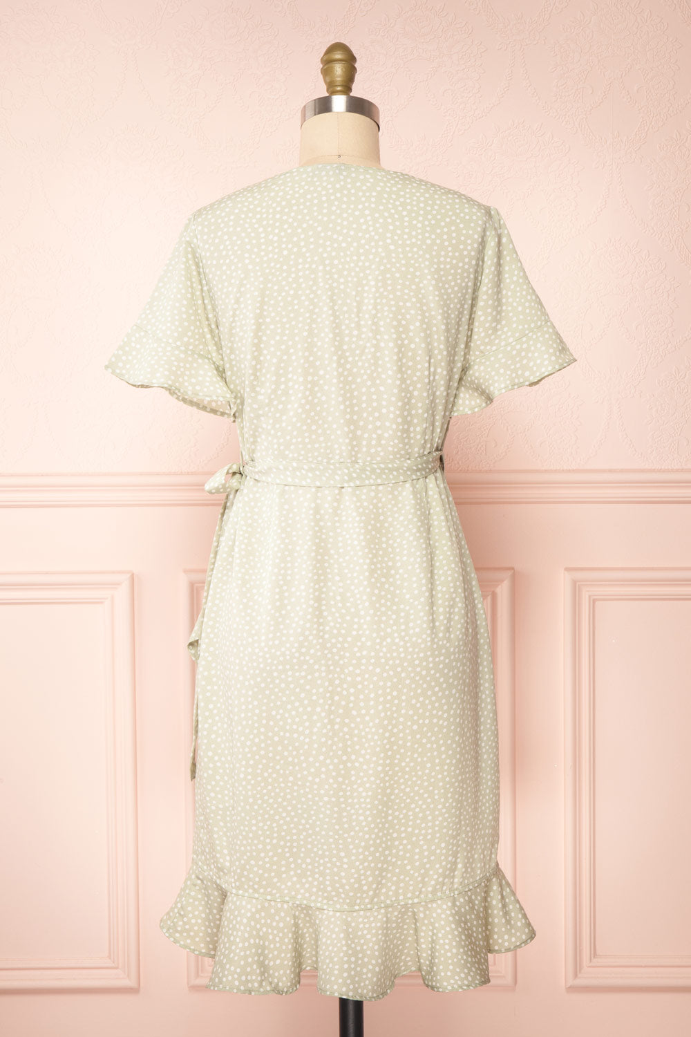 Jenny Sage Polka-Dot Wrap Dress w/ Ruffles | Boutique 1861 - Jenny Sauge back view