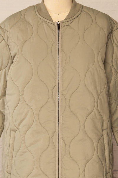 Jerez Long Quilted Jacket | La petite garçonne front close-up