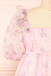 Jessaline Short Pink Floral Babydoll Dress | Boutique 1861 front close-up