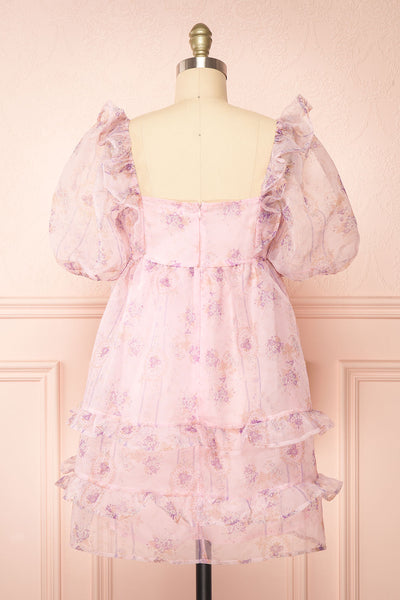 Jessaline Short Pink Floral Babydoll Dress | Boutique 1861 back view