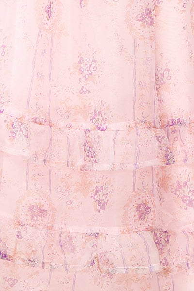 Jessaline Short Pink Floral Babydoll Dress | Boutique 1861 fabric