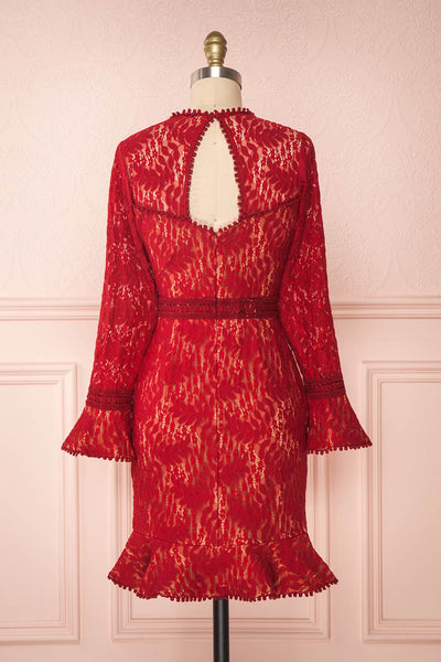 Jessamy Rouge Lace Dress | Robe Cocktail | Boutique 1861 back view